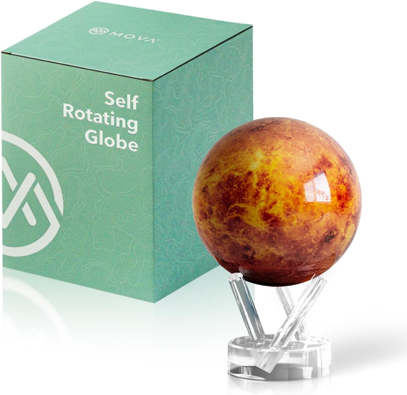 Globe - Venus Classic (4.5") | Solar Powered Rotating Planet Model for Decor or STEM Learning | Based on NASA Imagery