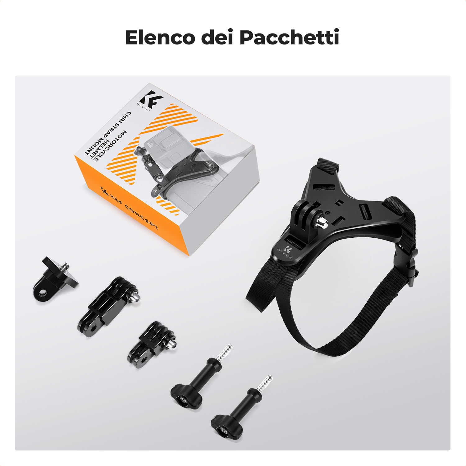 K&F CONCEPT Supporto per Casco Moto da Mento, compatibile con GoPro Hero 13/12/11/10/9/8/7, DJI Osmo Action 5 Pro/4/3/360, Insta 360 Ace Pro/2/X5/X4/X3, AKASO, dotato di base a Y, Silicone antiscivolo