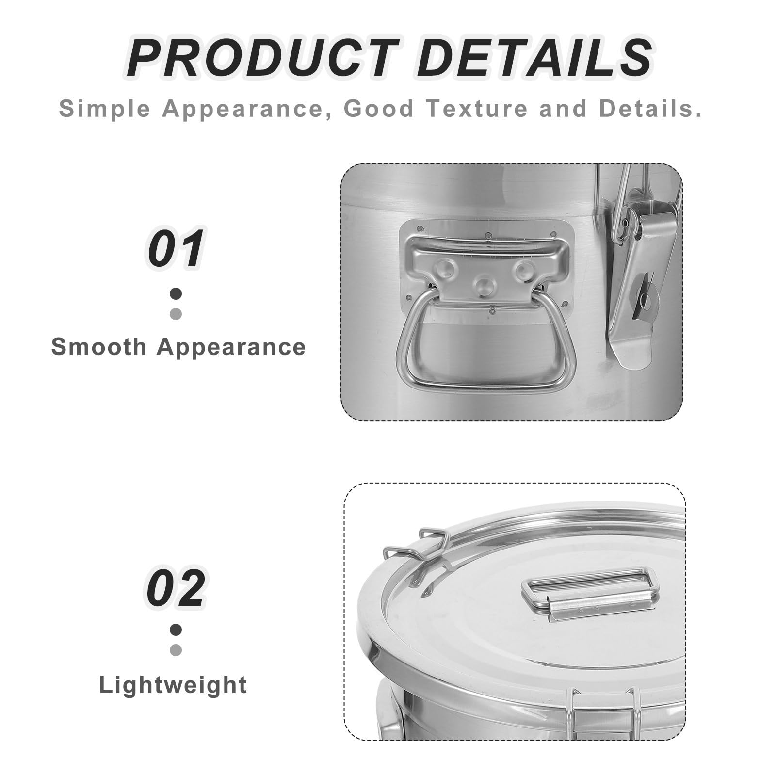 PRETYZOOM Recipiente para Almacenar Alimentos de Acero Inoxidable 12l con Tapa Extraíble y Cierre Hermético para Almacenamiento en Cocinas y Despensas