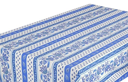 58X84" Rectangular Lisa White Cotton Coated Provence Tablecloth By Le Cluny #TOP1