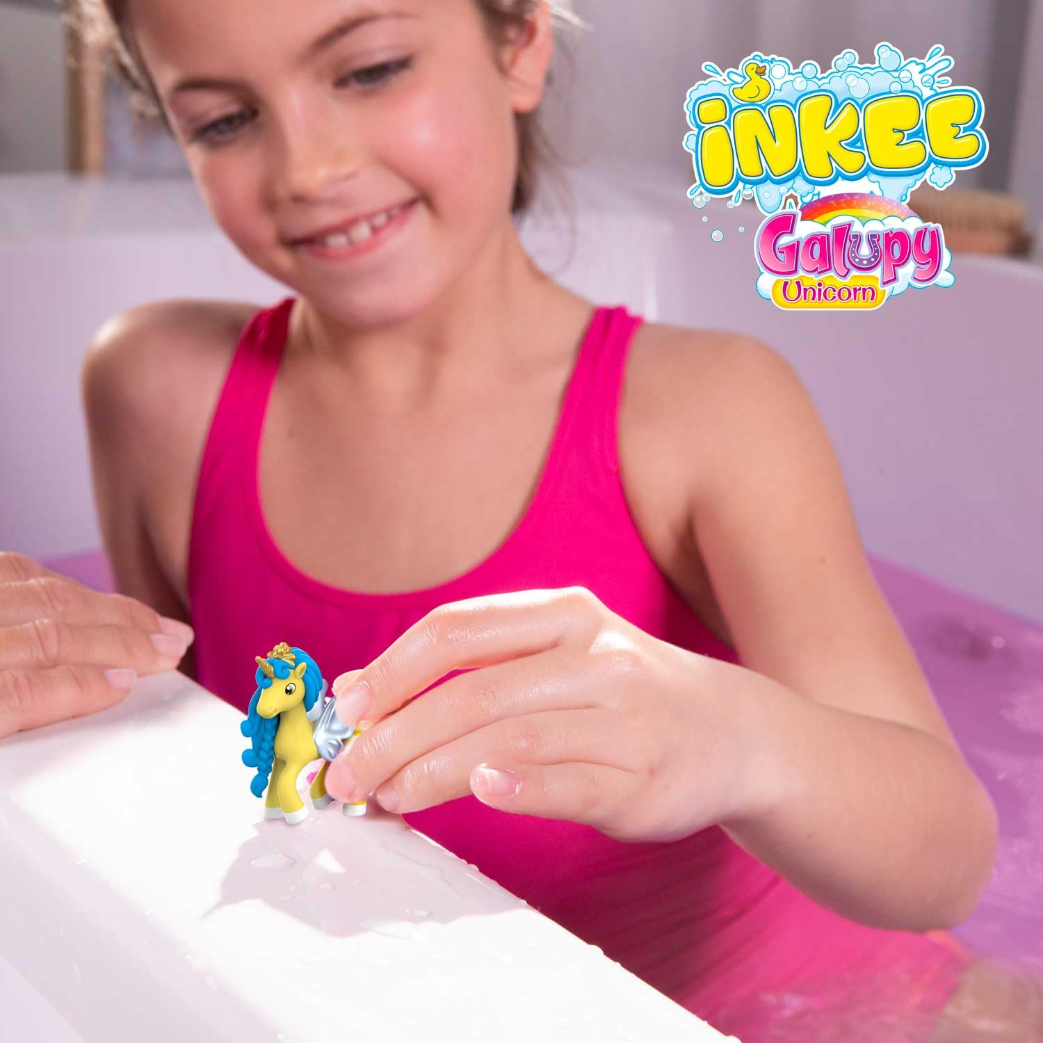 INKEE Bomba De Baño con Sorpresa De Galupy Unicorn, Bomba de Baño para Niñas con figura 3D de Unicornio, Aroma a Caramelo