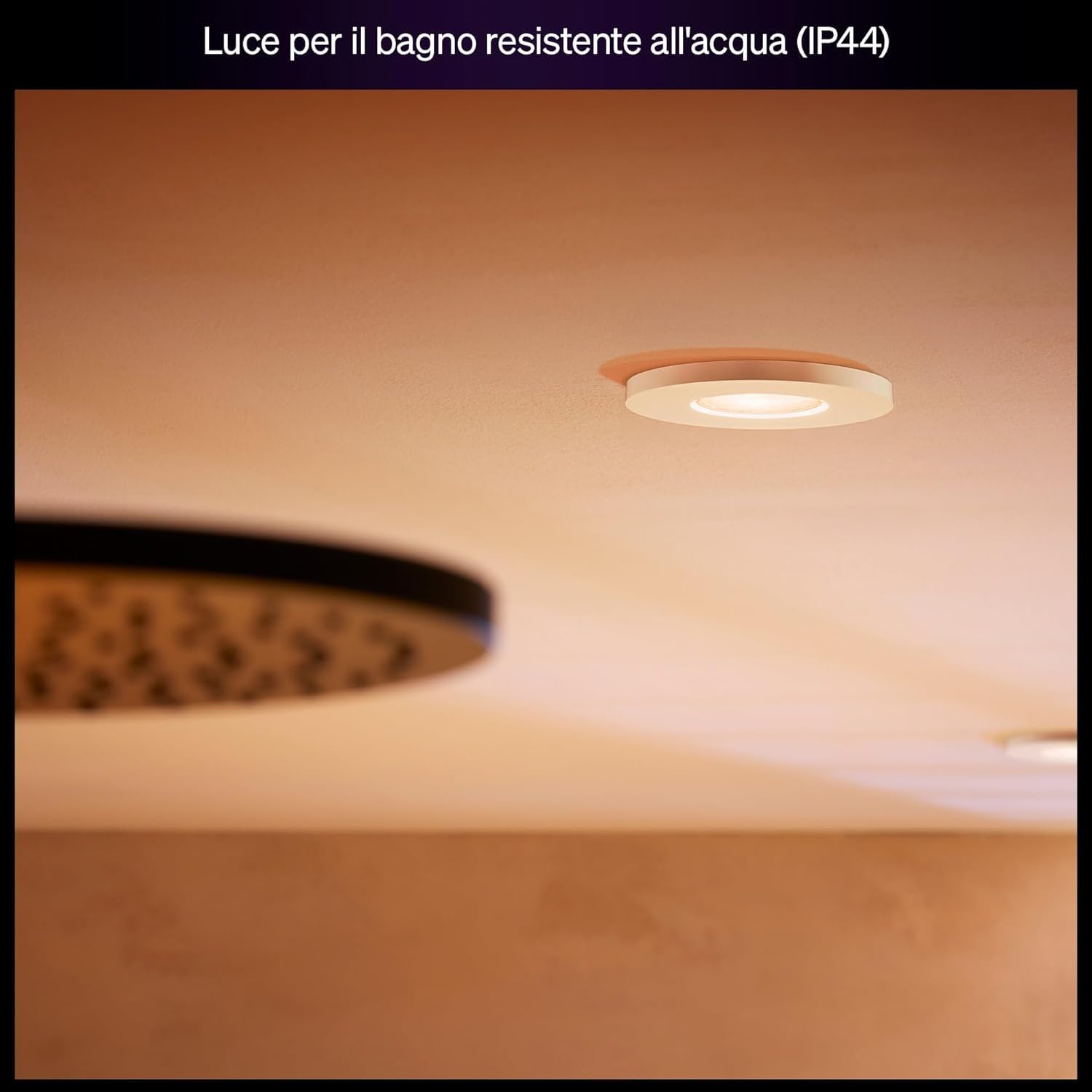 Philips Hue White Ambiance Adore, Faretto LED Smart da incasso, luce da bagno dimmerabile, Rotondo, Bianco, 3x4.2W, Telecomando Dimmer Switch incluso