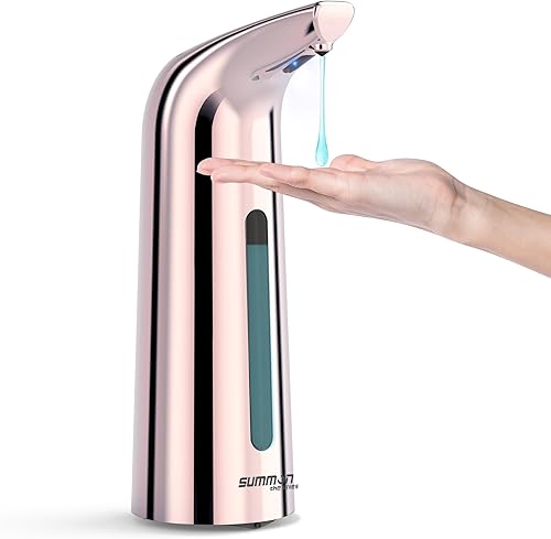 Miniatura 7 de Dispensador automático de jabón sin contacto, 13.5 fl oz para manos y platos, dispensador eléctrico de líquidos con sensor (grano de madera