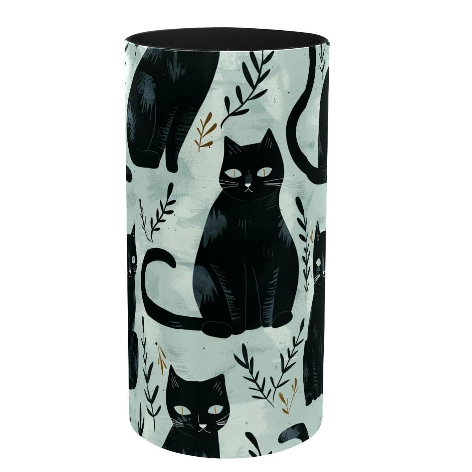 Porte-pinceaux de maquillage musical en métal avec motif chat noir