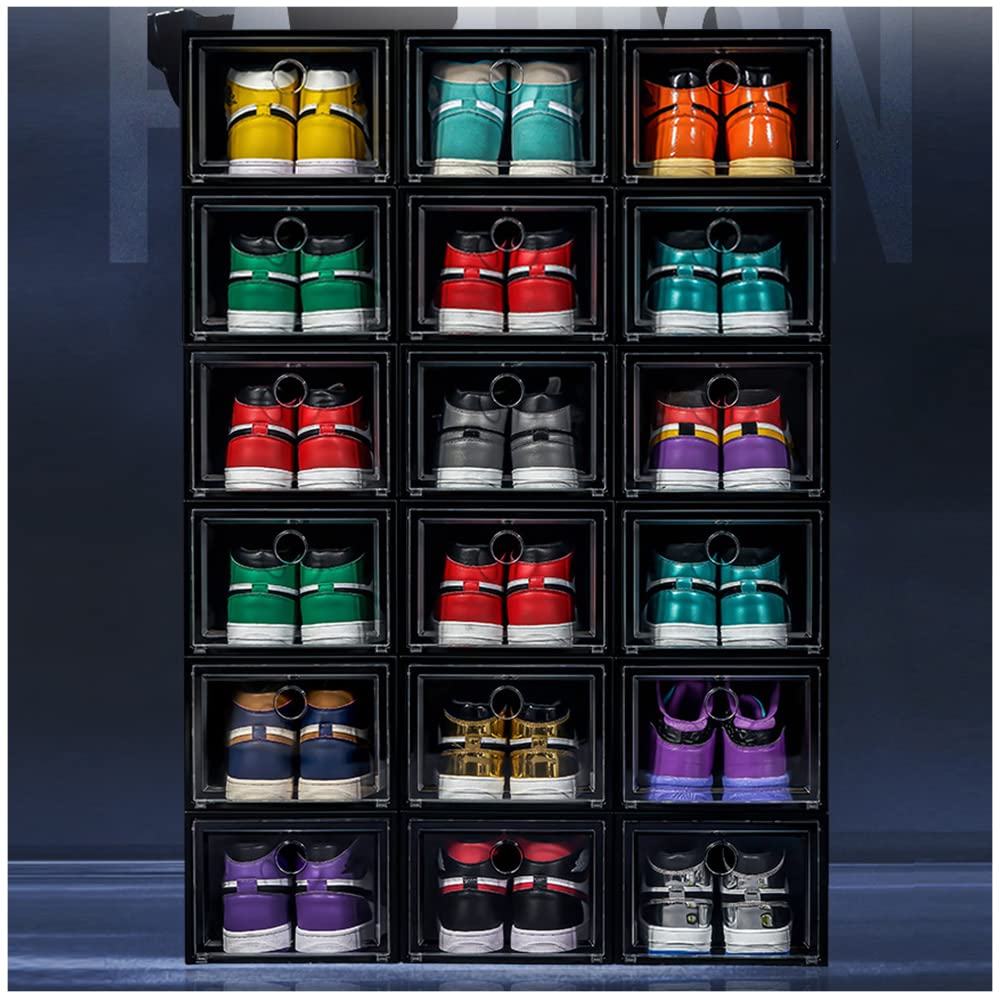 AOHMPT 18 Pack Clear Shoe Organizer Stackable Shoe Box Foldable Storage