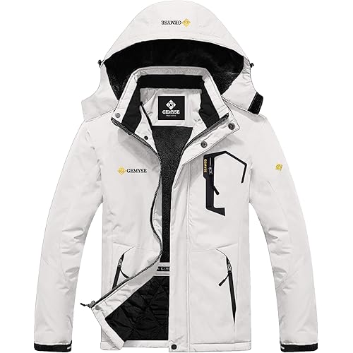 GEMYSE Men's Mountain Waterproof Ski Snow Jacket Winter Windproof Rain Jacket