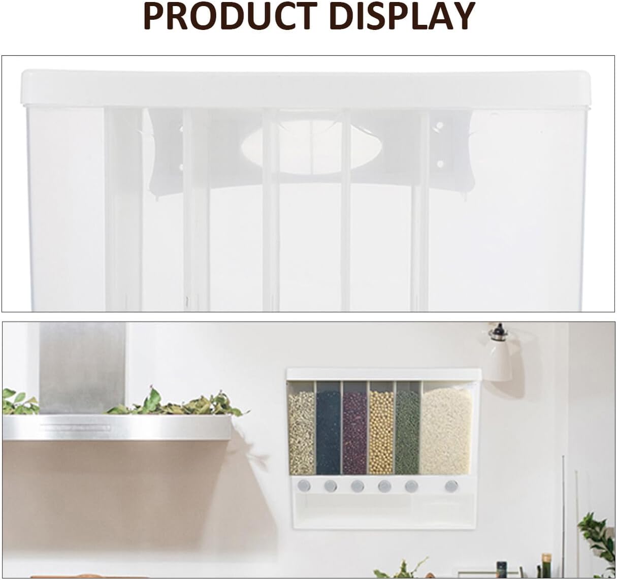 Unomor Wall-mounted Rice Storage Container and Grain Dispenser with Pressed-out Measuring Function, Airtight Rice Bucket with Pest and Moisture Protection for Kitchen Pantry Organization