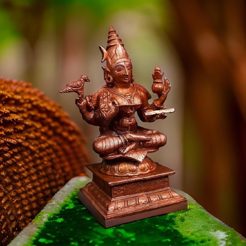 Image of Copper Goddess Sardhambal Idol 4.0 in | 417g