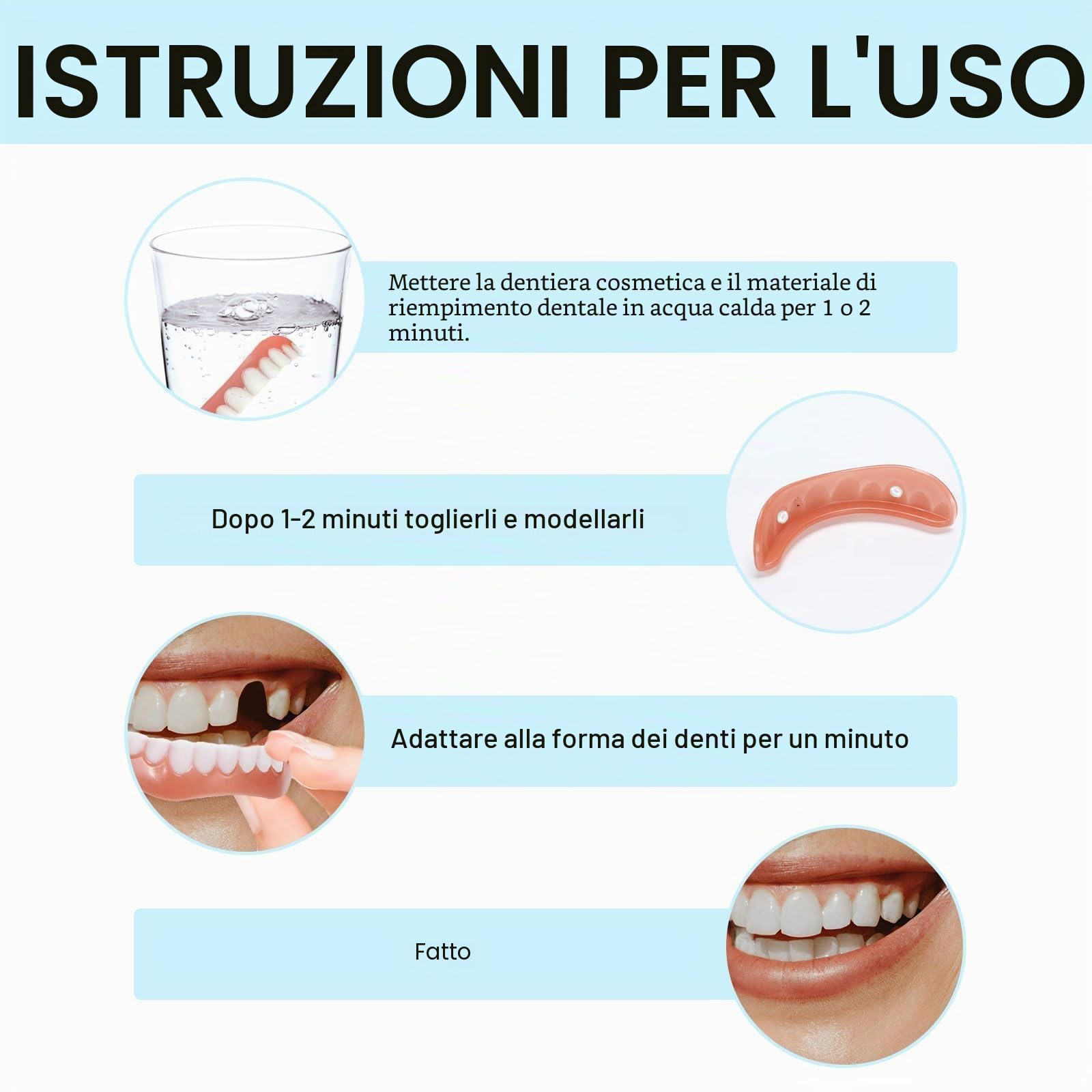 Dentiera Provvisoria Cosmetici 2 Paia Protesi Denti Removibili Denti Finti Da Applicare Da Soli Superiore E Inferiore, Faccette Dentali Estetiche Per Uomo Donna Sbiancante Denti Istantaneo