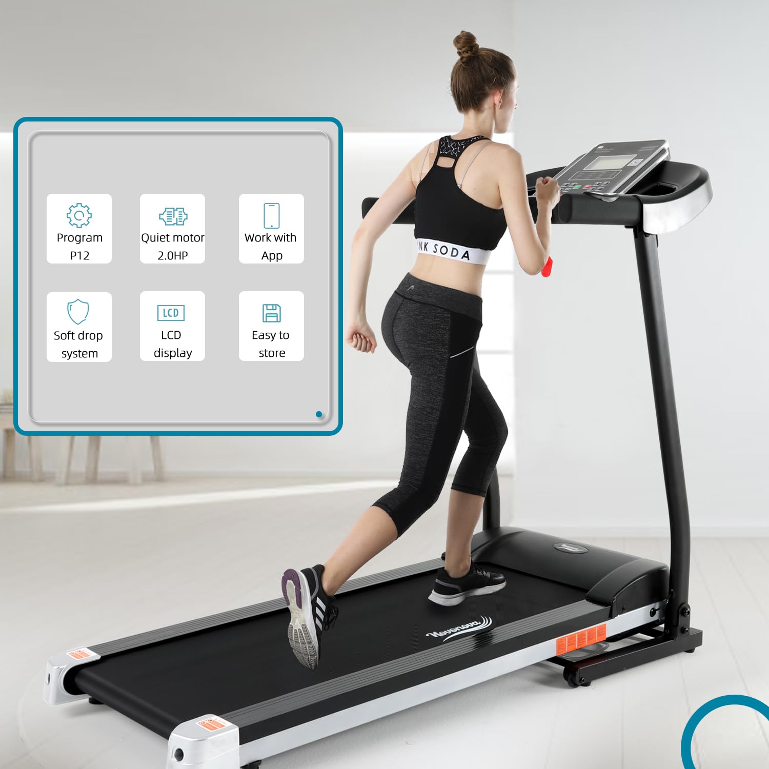 Tapis Roulant Pieghevole Novonova 750W - Walking Pad Per Casa - 4 Programmi, LCD
