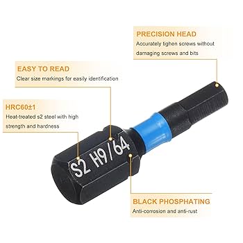 HARFINGTON 4pcs H9/64 SAE Hex Screwdriver Bit 1/4