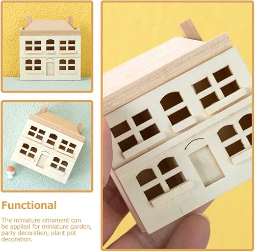 Miniatura 3 de Little House - Casa de muñecas para decoración del hogar, casa en miniatura de madera, sin terminar, modelo de casa de muñecas, accesorios de