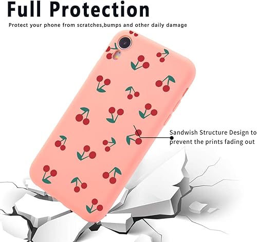 Miniatura 5 de Idocolors Funda rosa para iPhone 11 Pro Max, diseño femenino de cereza protectora, antideslizante, de silicona líquida, forro de microfibra suave, a