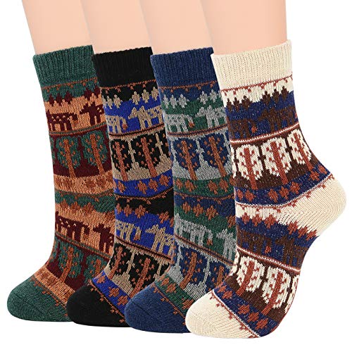 Zando Warm Socks for Women Winter Socks Soft Crew Socks Athletic Socks Cozy Socks Fluffy Socks Thick Socks Cute Deer Shoe Size: 5-9