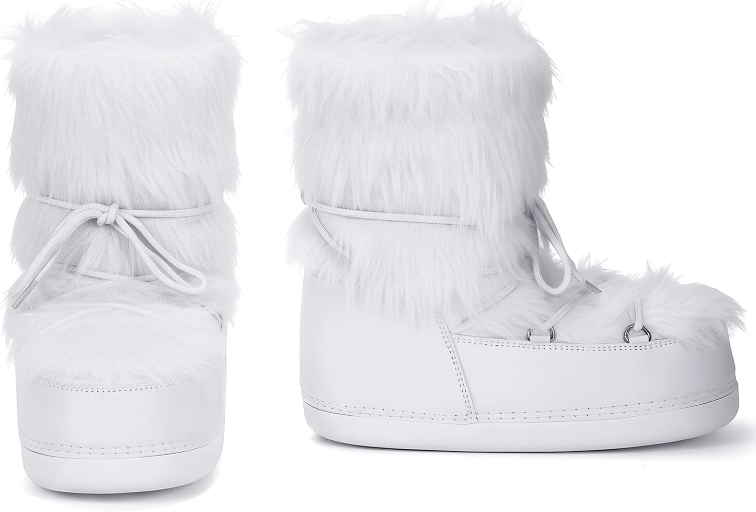 Women's Fuzzy Snow Boots Warm Winter Faux Fur Boots Lace-up Warm Boot Custom Shoes