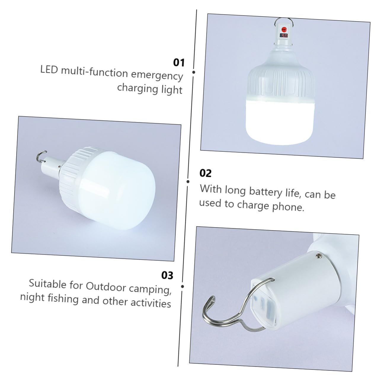 Lampe de Tente Rechargeable USB 100w 18 Led, Étanche en Plastique, Batterie 1200mah, pour Camping Extérieur et Urgence