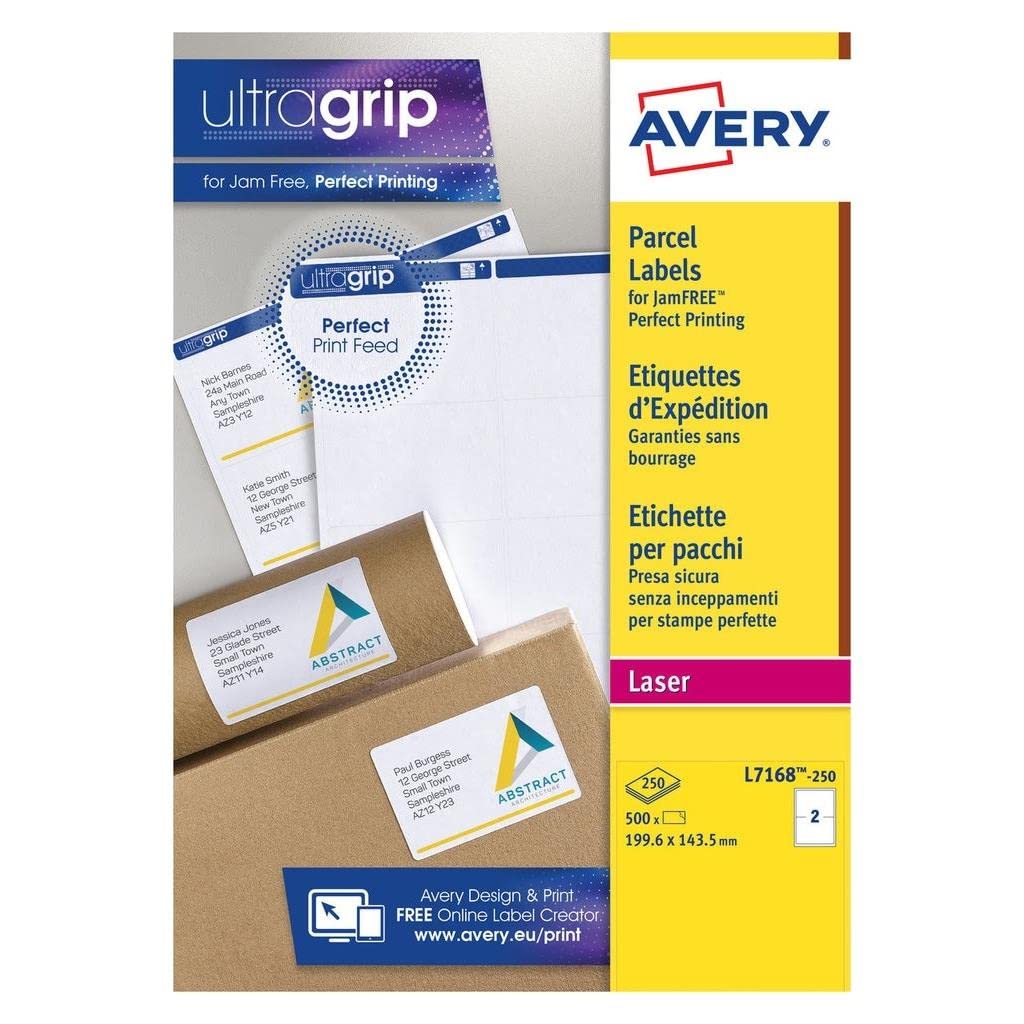 Avery Addressing Labels Laser 199.6x143.5mm White L7168-250 -500 Label