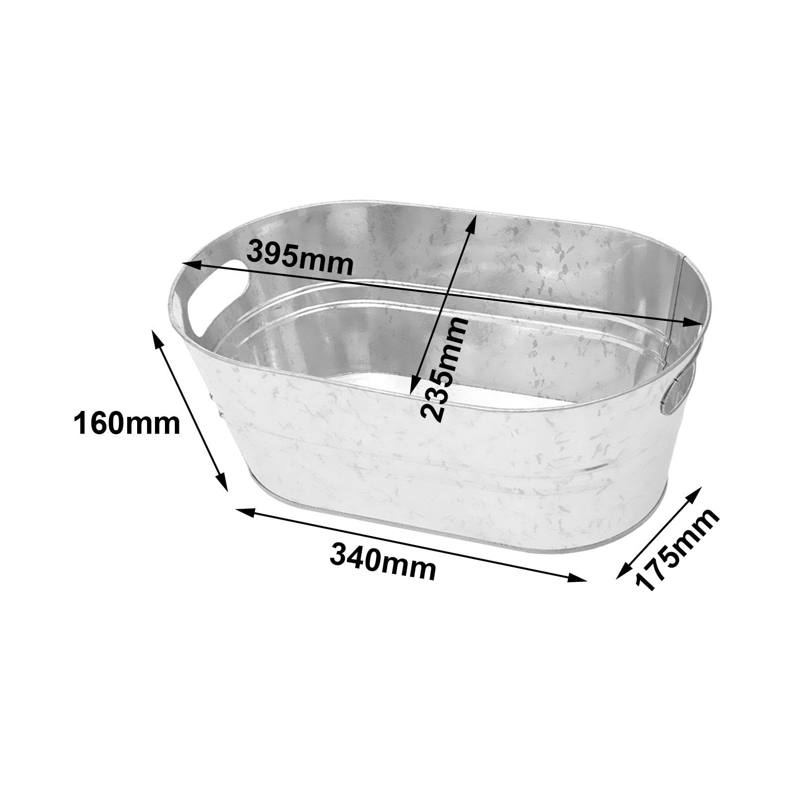 Qianly 2X Ovalada de Metal de Acero Galvanizado,Cubo Galvanizado,Cubo de Hielo Ovalado Clásico Grande para Fiesta de Bebidas,Cerveza Fría