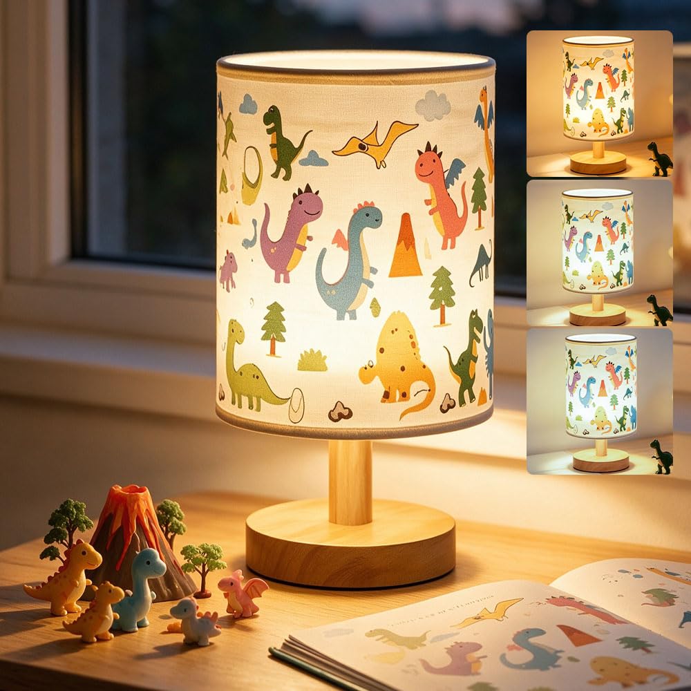Zogxyc Dinosaur Table Lamp, 3-Level Dimmable LED Kids Night Light