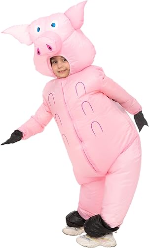 Vista 2 de IHGYT Inflatable Pig Costume Full Body Suit Pink Pig Costumes Air Blow up Suit Party Dress Halloween and Christmas Cosplay
