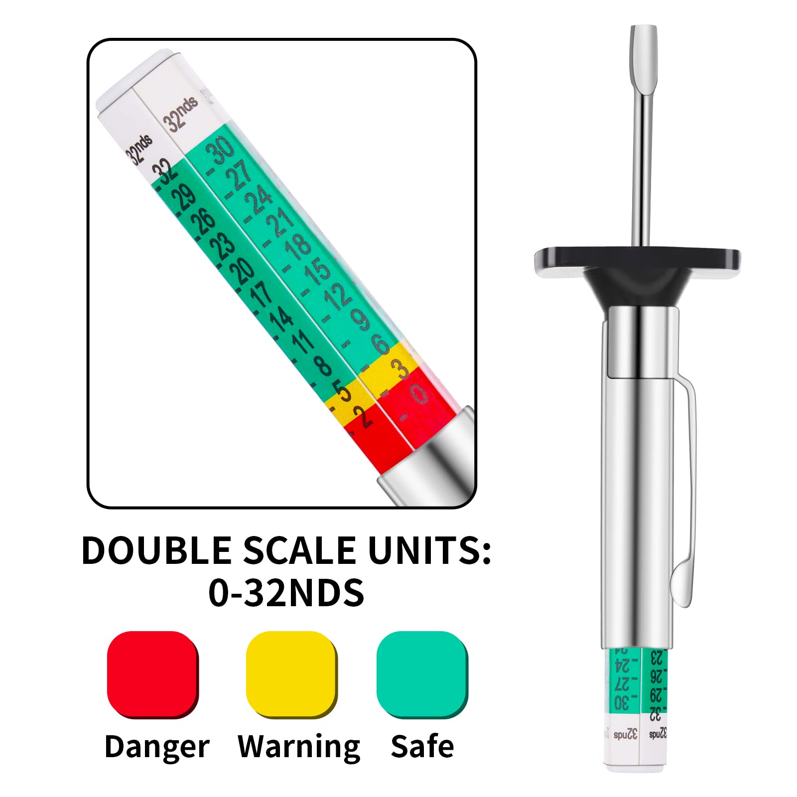 Jauge De Profondeur De Bande De Roulement Pour Pneu - Acier Inoxydable - Plage 0-30 Mm