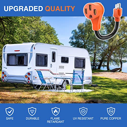 Nilight RV Power Adapter Cord 15 Amp to 50 Amp 110V Pure Copper Heavy Duty Dog Bone Plug 10 Gauge Wire 5-15P to 14-50R 15M/50F Weatherproof Cord for RV Camper Caravan Van Trailer by Nilight - Used condition - Image 9