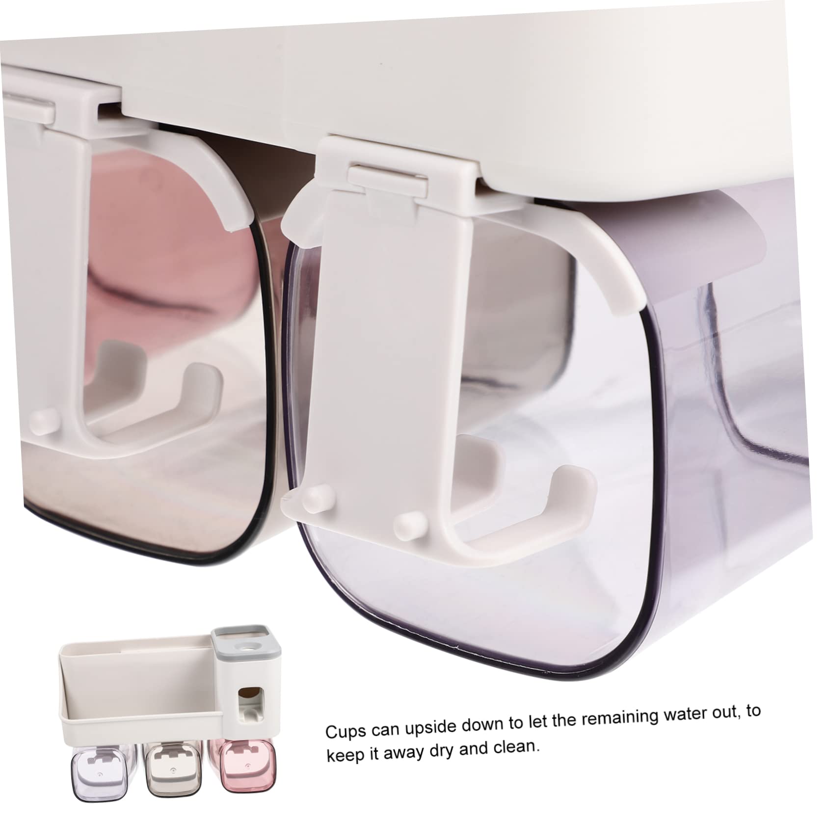 WOONEKY Porta Spazzolini da Parete in Plastica, senza Foratura, Bicchiere, per Bagno e Toilette, per Spazzolini Adulti ed Elettrici