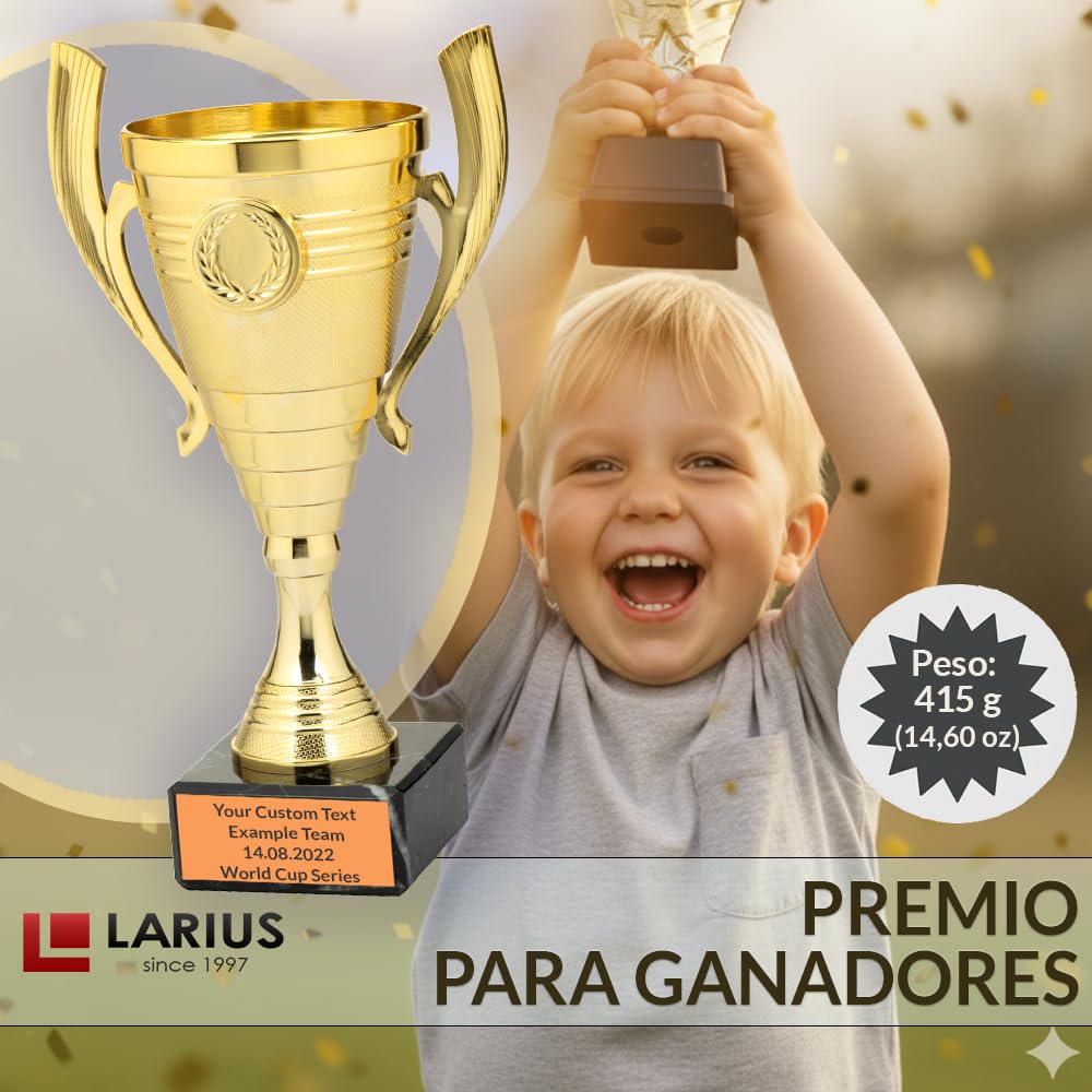 Trofeo Universal Larius de 22 cm con Base de Mármol Personalizable para Deportes y Premios
