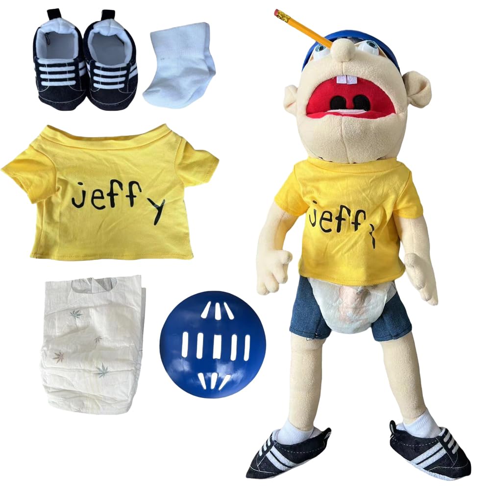 Dhqkqg Jeffy Puppet Plush Toy Doll, 60cm Jeffy Hand Puppet for Play House, Funny Puppet's Toy, for Party Role-Playing