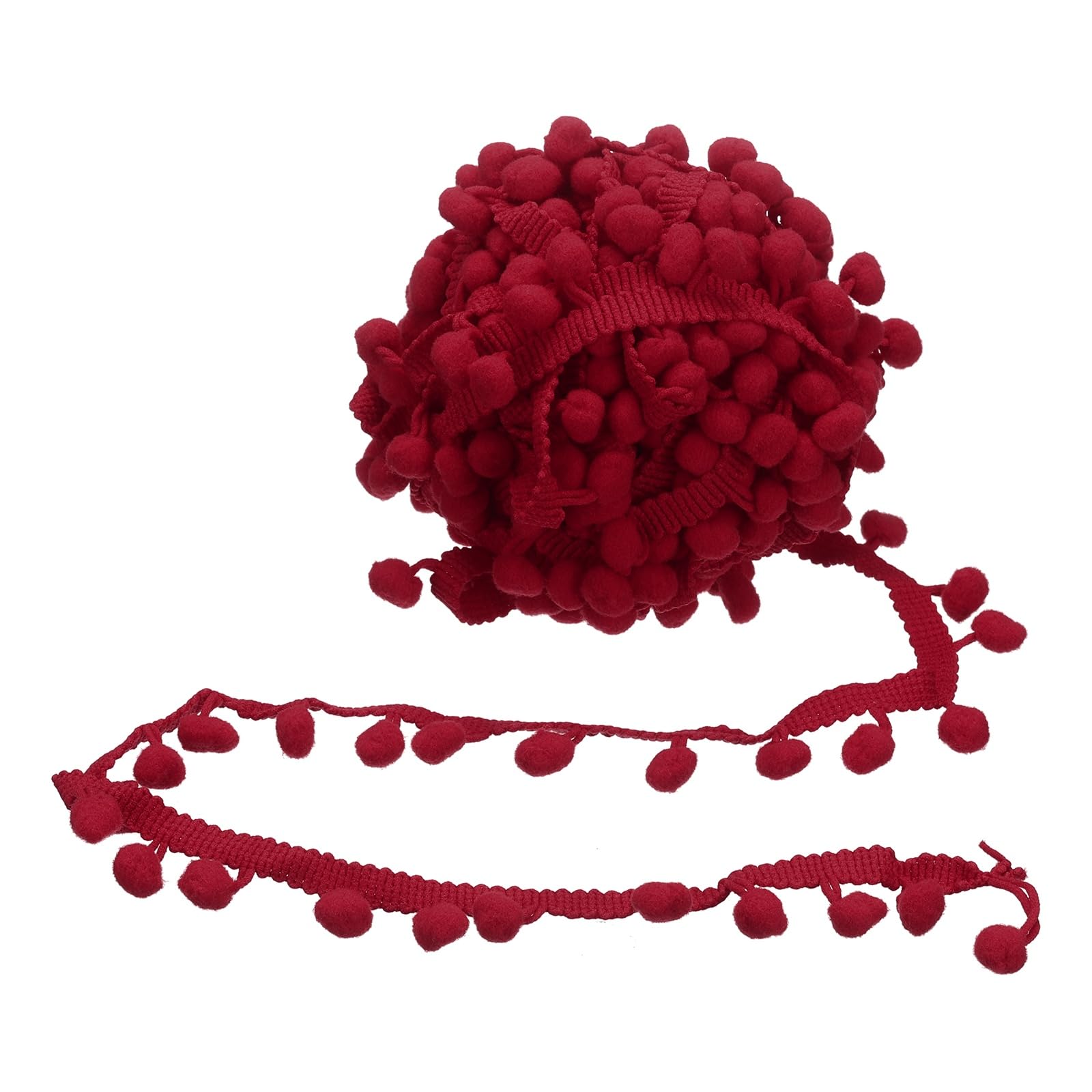 sourcing map 8 Yards Pom Poms Trim, 0.39" Wide Pompoms Balls Fringe Trim Ribbon Tassel Lace Accessory for DIY Craft Sewing Clothing Curtain Pillow Home Decoration(Dark Red) โ image 1