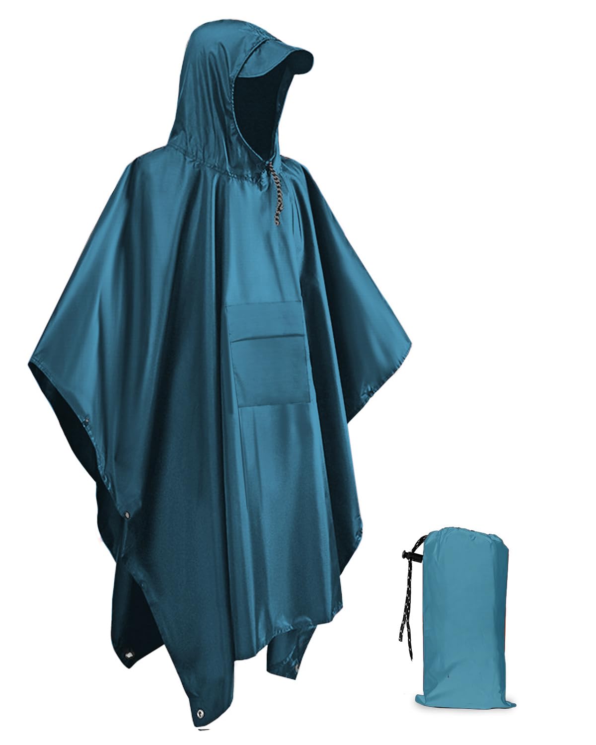 Snowalva Festival Poncho Waterproof Adult Reusable Poncho Waterproof Adult Lightweight Breathable Durable Environmentally Friendly Raincoat with Brim for Outdoor Hiking Camping Cycling Sea Blue