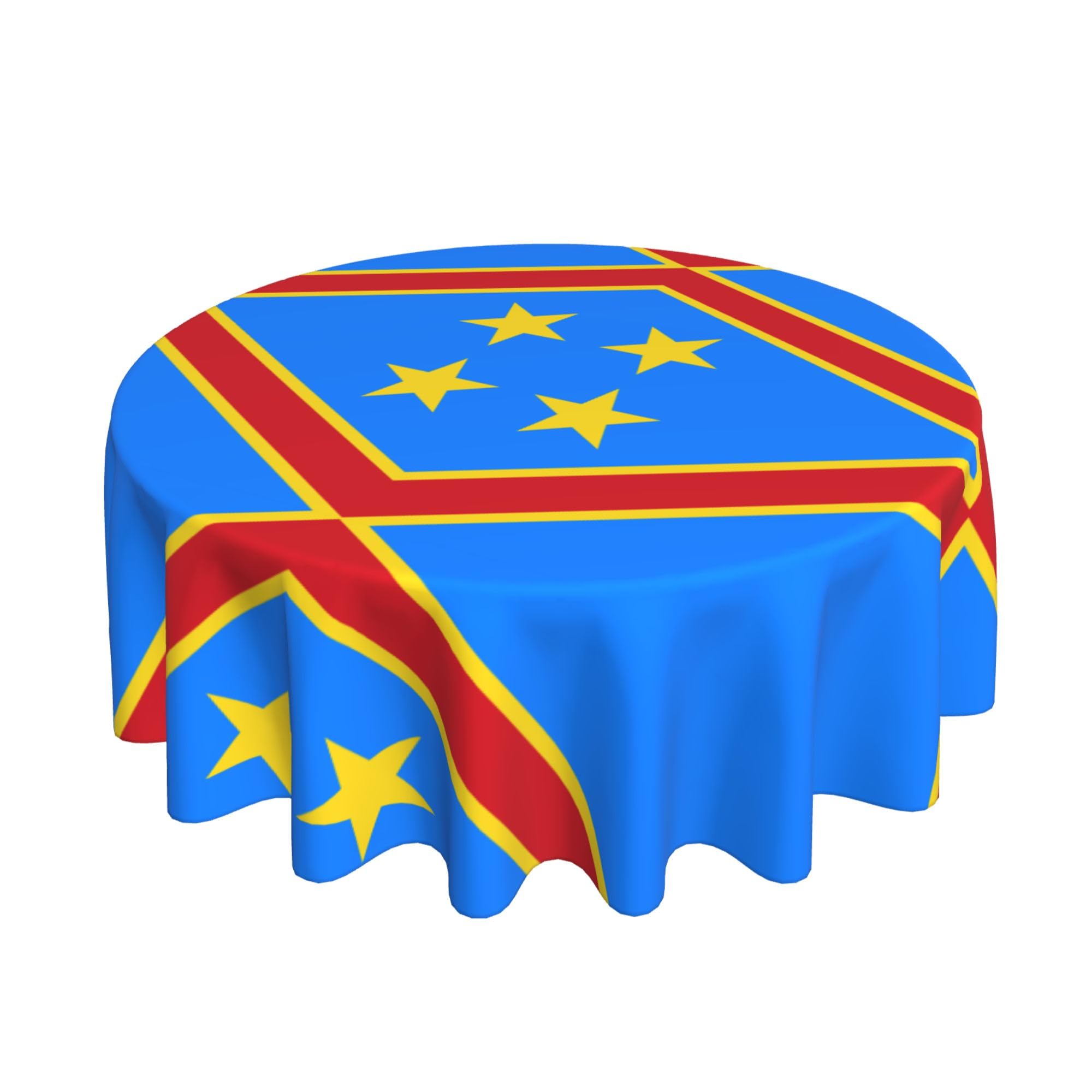 HLBSDM Congo Flag 60" Restaurant Circle Decor Tablecloth Festive Table Cover Round Art Desk Cloth