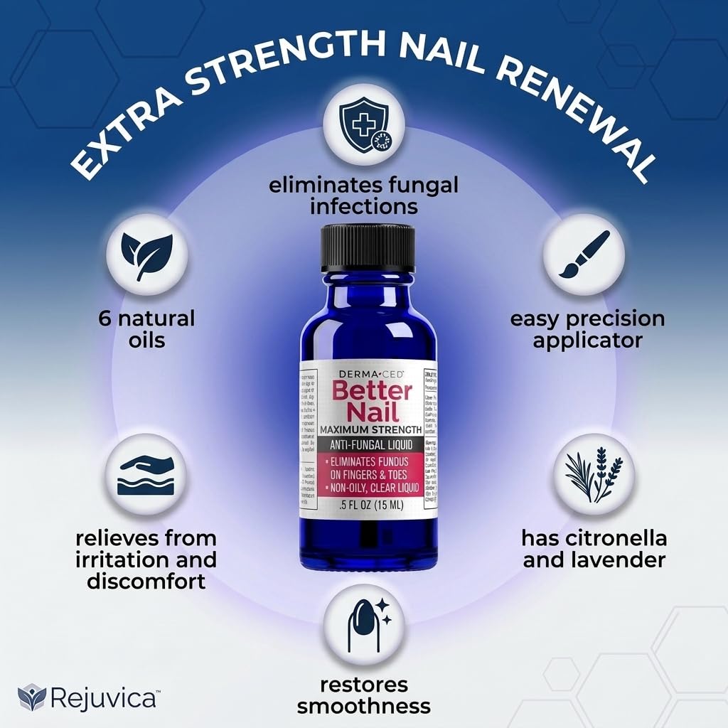 Better Nail - Rejuvica - Extra Strength Nail Fungus Treatment - 25% Undecylenic Acid Maximum Strength Antifungal Solution helps Discolored & Damaged Nails - Supports Healthy Nails with 6 Natural Oils