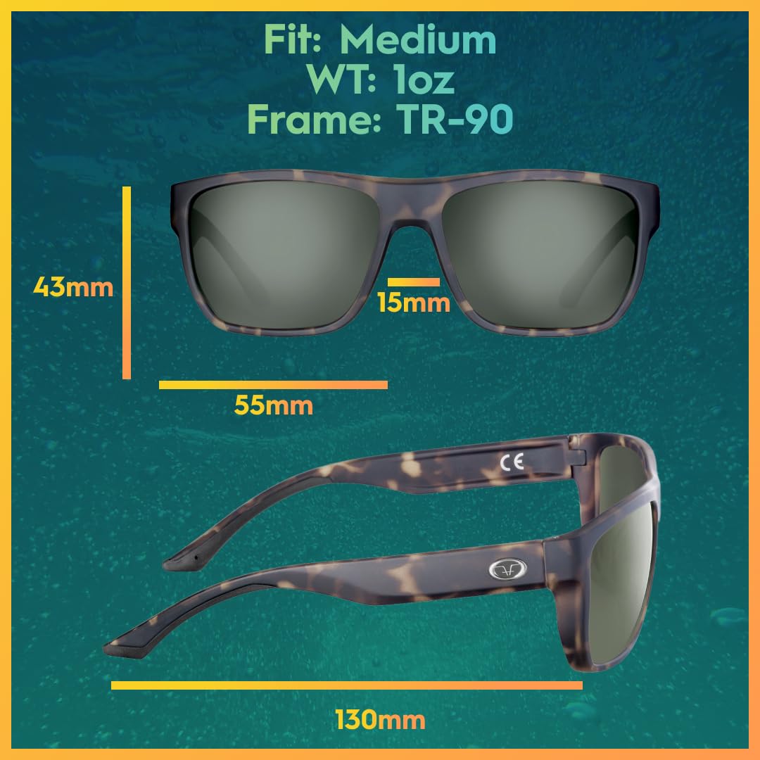 Flying Fisherman Waypoint Rectangular Sunglasses - Matte Tortoise Frame/Smoke Lens 1