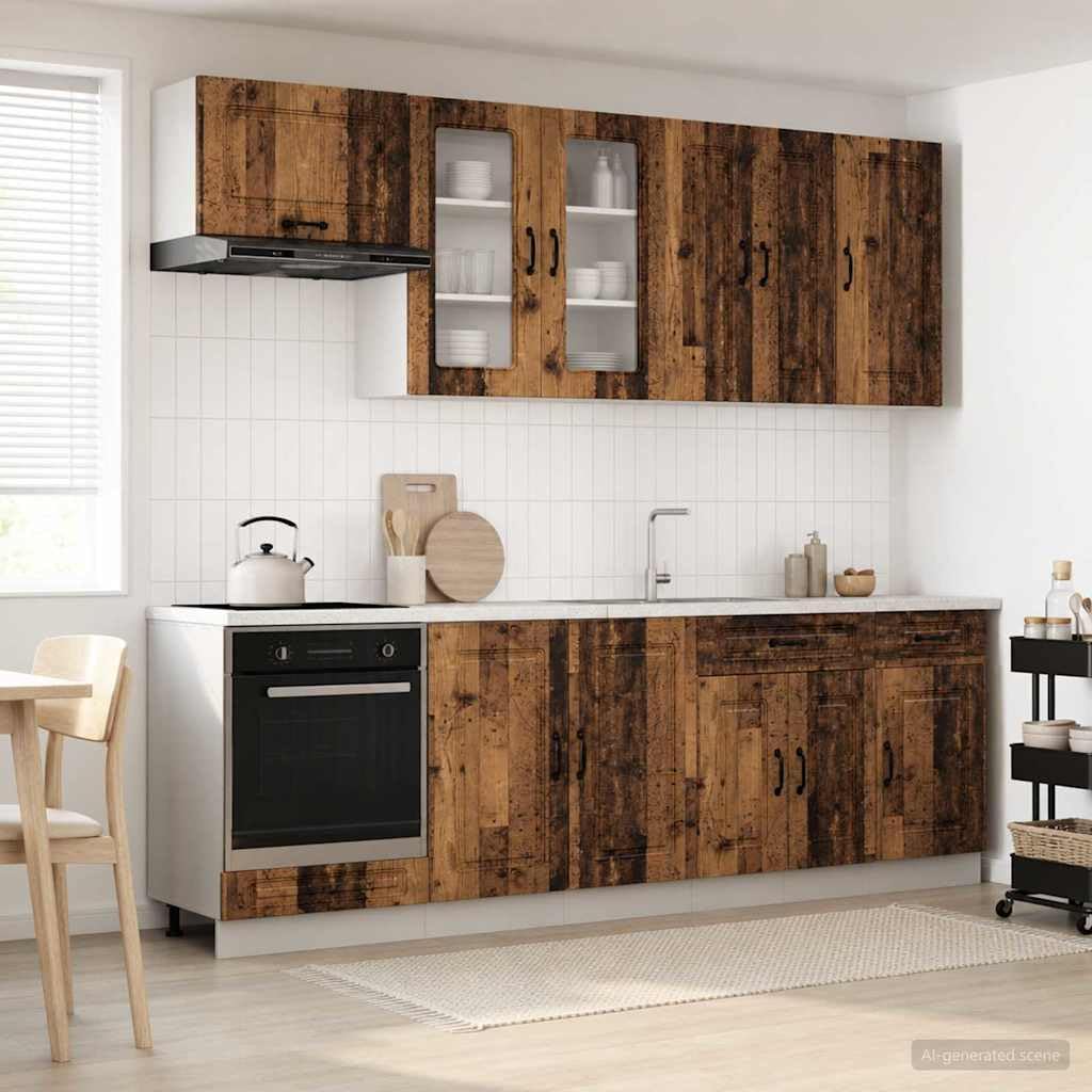Küchenzeile Kalmar 8-TLG Küchenschränke Altholz Holzwerkstoff
