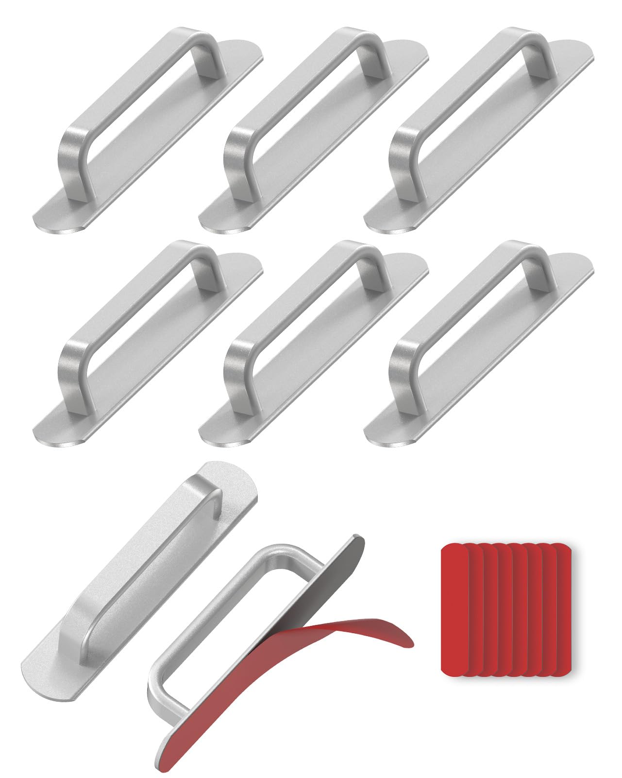 Poignée d'armoire autocollante 15 cm aluminium argent lot de 8 pour tiroir de cuisine et placard