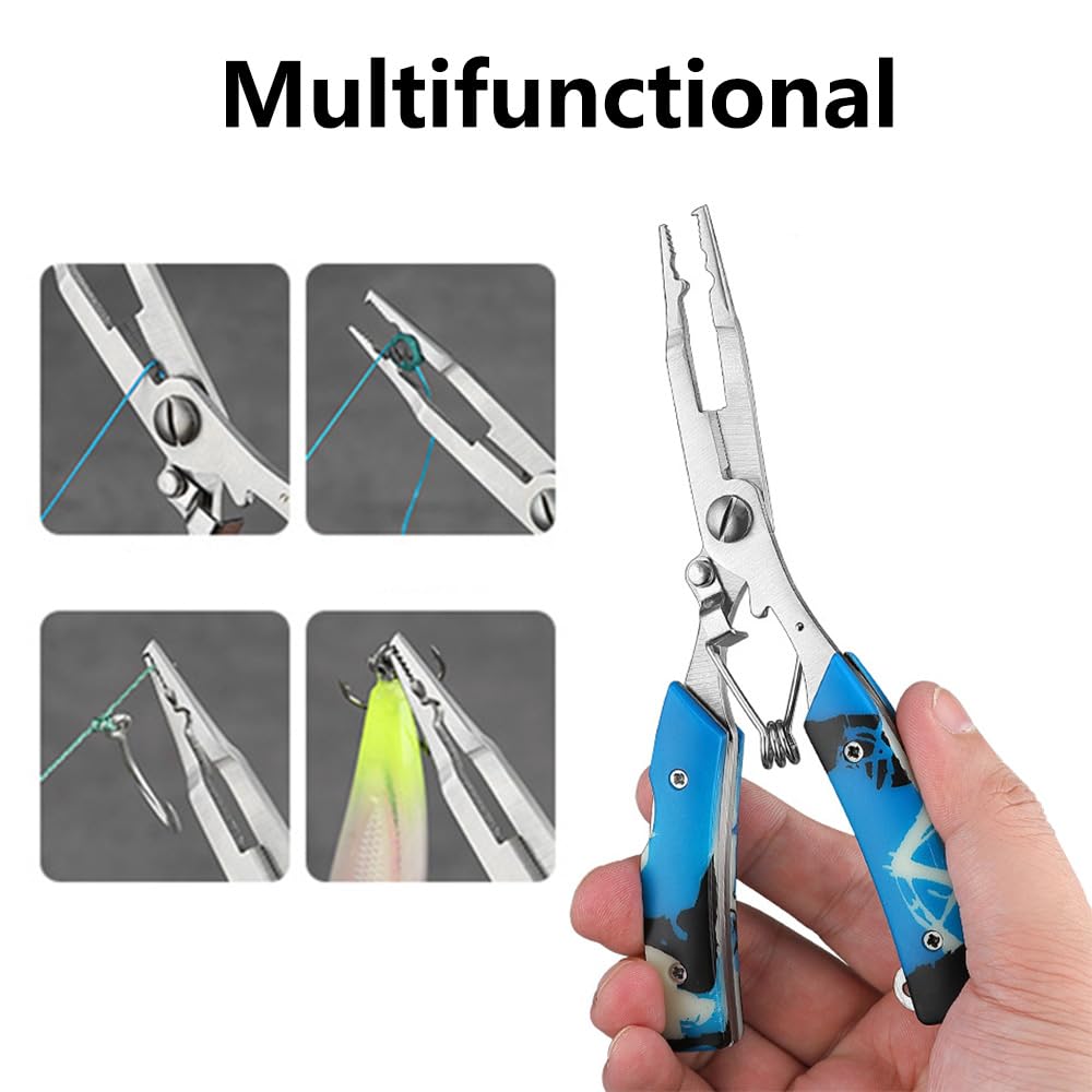 Pince Multifonction Pour Pêche – Nettoyeur D’anneaux, Retire-ligne, Coupe-tresse – Acier Inoxydable Argenté 6,9 Cm
