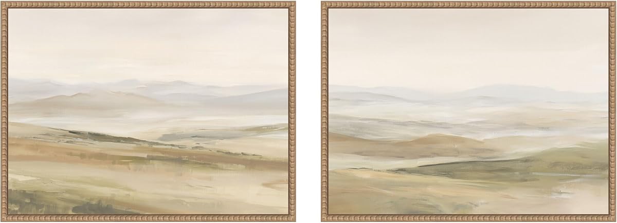 Fading Fields III & IV Juego de 2 piezas de lienzo enmarcado para pared de Amy Lighthall, Sylvie con cuentas rústico natural moderno contemporáneo, arte paisajístico para decoración de pared