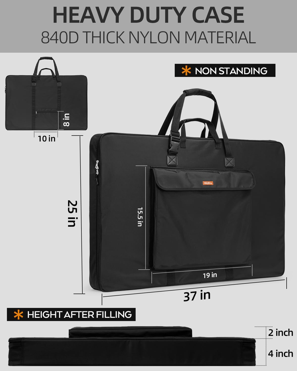 Nicpro Upgrade Art Portfolio Bag 24 x 36'', Waterproof Nylon Artist Bag with Reinforced Side Edges & Adjustable Shoulder Strap, Storage Art Portfolio Case for Artwork Drawing Canvas Photography Poster
