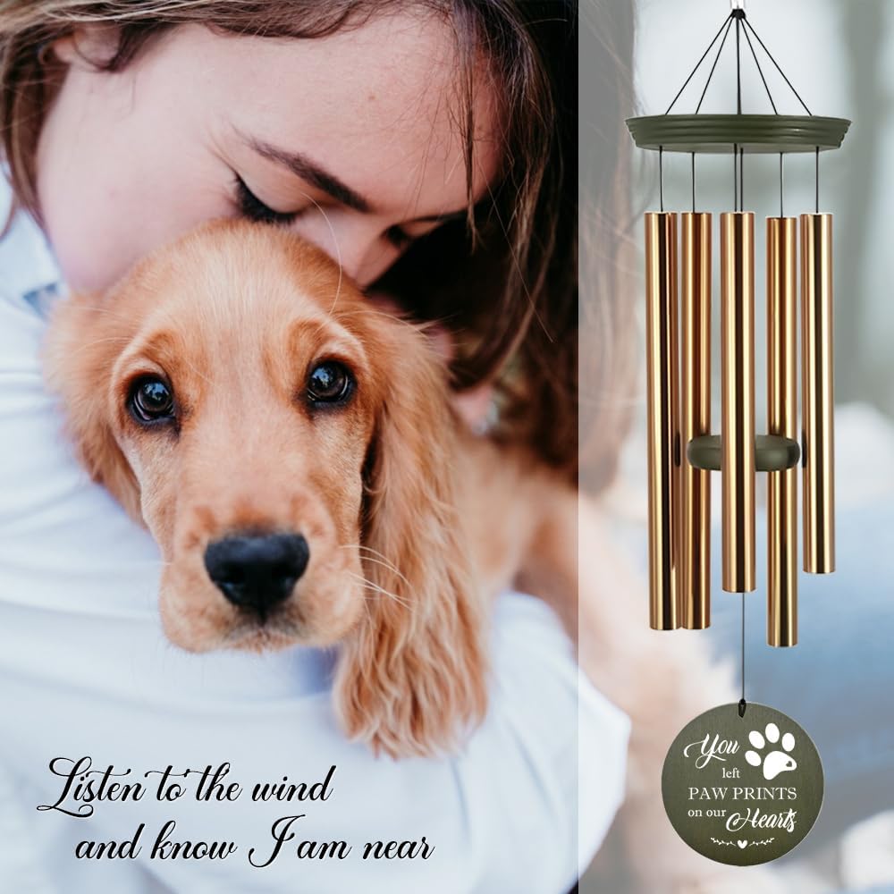 ASTARIN Memorial Wind Chimes for Cats & Dogs & Pets, Customized Photo & Name Wind Bells, Personalized Xmas Memorial Gifts Outdoor, Metal Wind Chime in Garden, Patio, Porch, 36'' (pet-3)