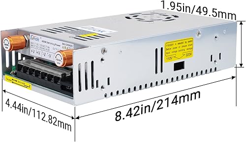 Vista 62 de DROK Fuente de alimentación de 12 V, CA 110 V 220 V a CC 0-12 V 0-40 A 480 W, adaptador ajustable de amplificador de voltios regulado 5 V 9 V 12