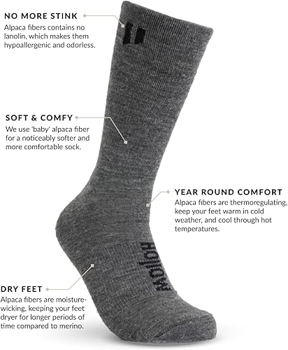 Miniatura 3 de HOLLOW Alpaca Crew Socks for Men and Women, Warm Cozy Alpaca Wool Socks for Hiking, Hunting, Outdoors, Moisture Wicking, Light Compression