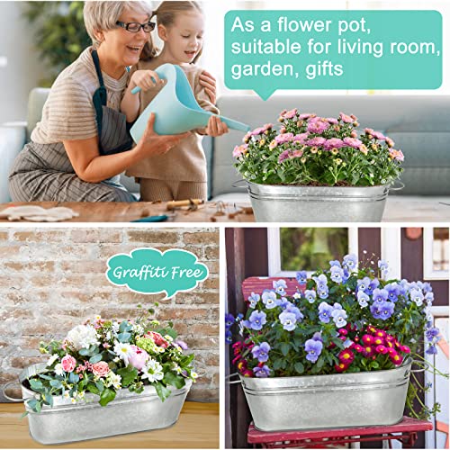 Kenburg 10 Pcs Galvanized Oval Planters, Galvanized Bucket Planter With Handle, Oval Metal Pails For Rustic Farmhouse Home Decor, Outdoor Party, Weddings, Gift And Storage Box #TOP5