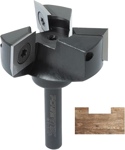 Miniatura 25 de POWERTEC Broca de router de pista T, broca de router con punta de carburo de tungsteno, vástago de 1/4 pulgadas, 7/16" de diámetro, pared
