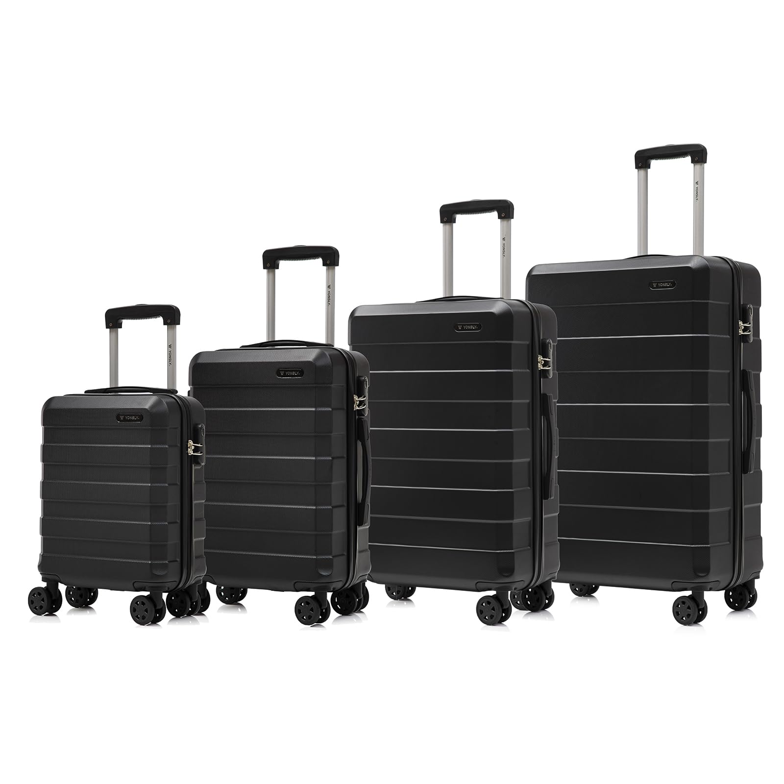 yonsly Koffer Suitcase, Trolley Reisekoffer, Rollkoffer Handgepäck mit 4 Rollen 360°, ABS Hartschalen, Sicherheitsschloss, Weicher Gummigriff, 210D-Futter