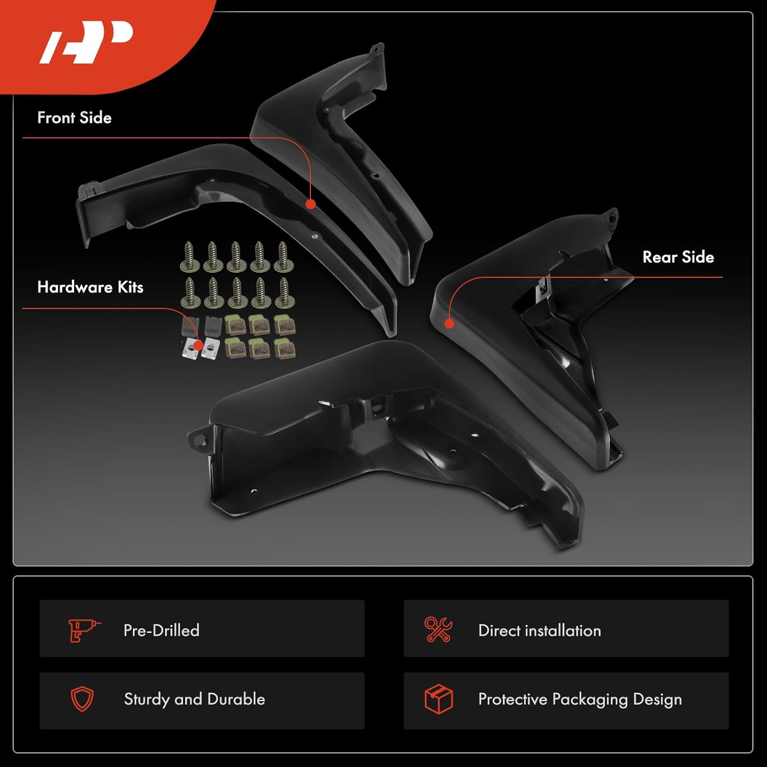 A-Premium Mud Flaps Compatible with Audi Q5 2009-2015 Sport Utility, No Drilling Required Mud Guards with Hardware Accessories, Set of 4 Front and Rear