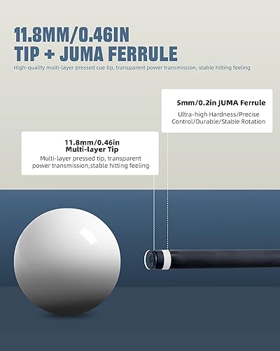 Miniatura 5 de KONLLEN Taco de billar de fibra de carbono con eje cónico profesional, desviación súper baja, taco de billar ébano con incrustaciones hechas a mano