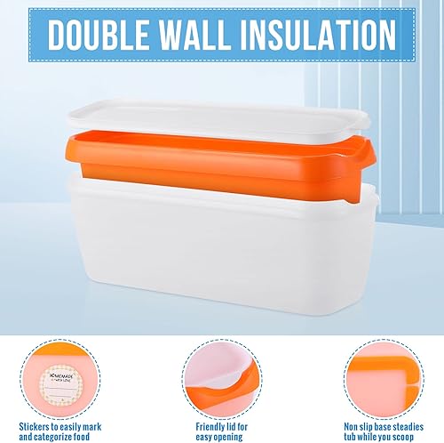 Miniatura 3 de Rtteri 6 recipientes de helado de 1.59 cuartos de galón con 2 cucharas de servir, 1 rollo de calcomanías tapas, recipientes reutilizables para