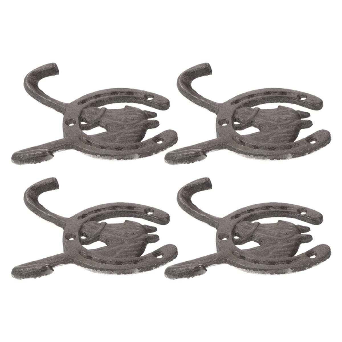 Ganci da Parete Decorativi a Ferro di Cavallo 4 Pezzi in Ferro
