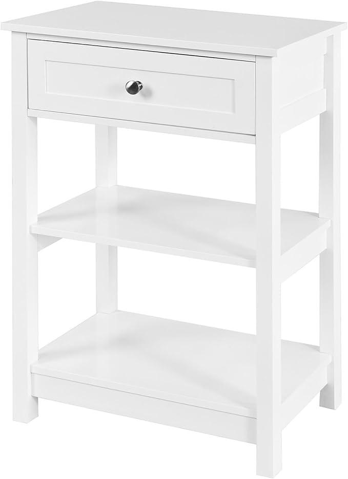 SoBuy FBT46W,Beside Table with 1 Drawer 2 Shelves,End Table Lamp Table Side Table Night Stand